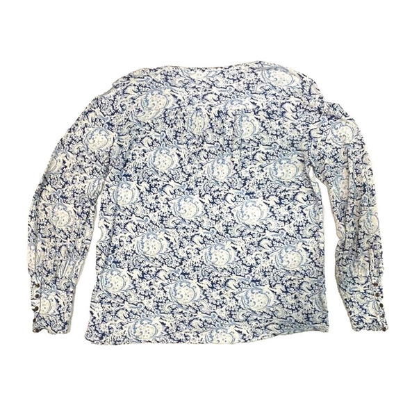 Lucky Brand - Long Sleeve Blue and white paisley oversized women XS - Picture 2 of 5